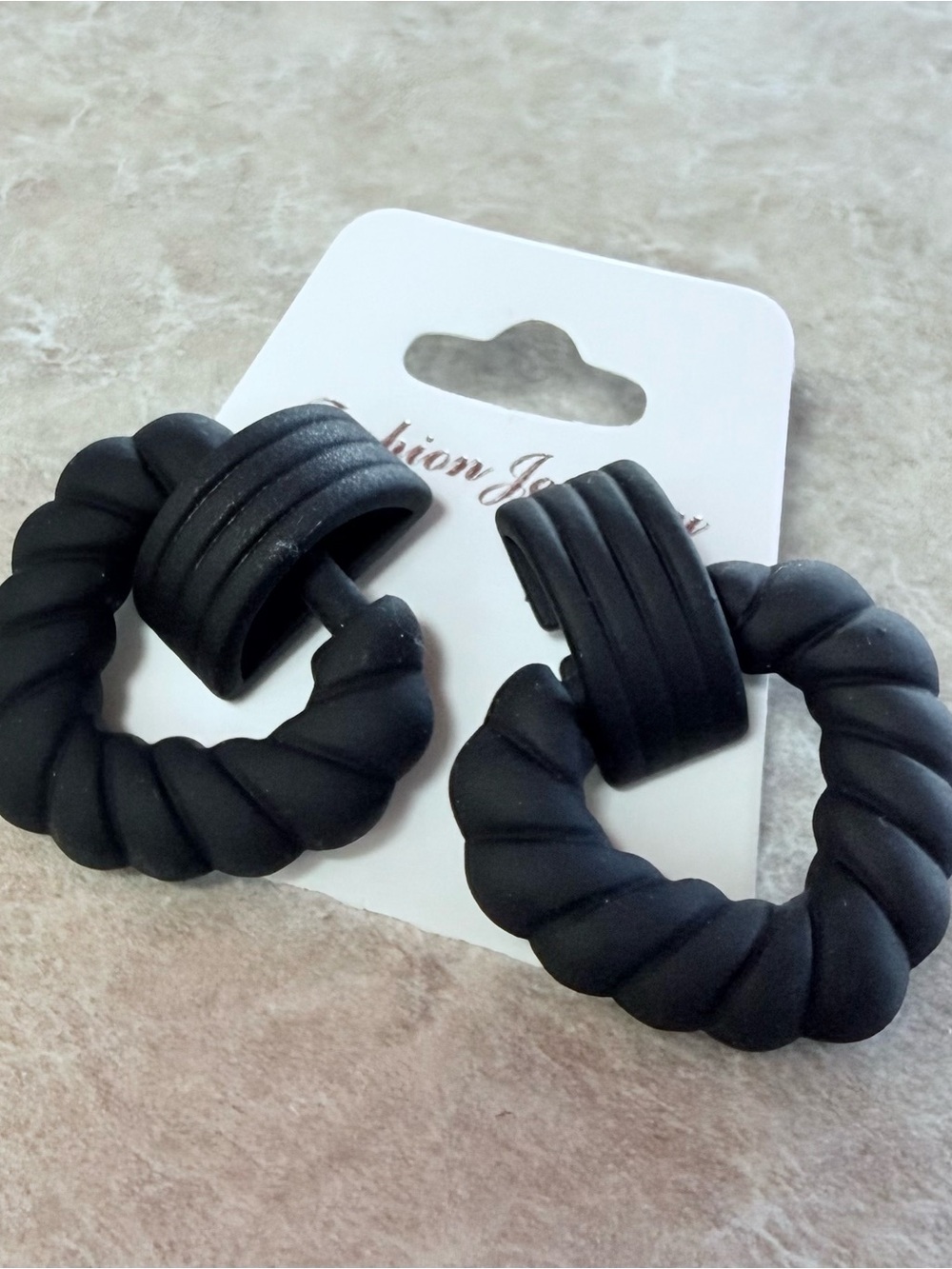 Black Twisted Hoop Earrings - Fashion Jewelry